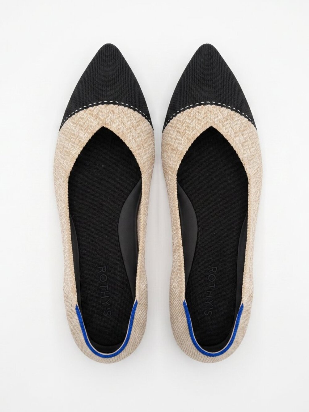 Rothy's The Point II Cream Herringbone Flats 10 - Picture 3 of 5